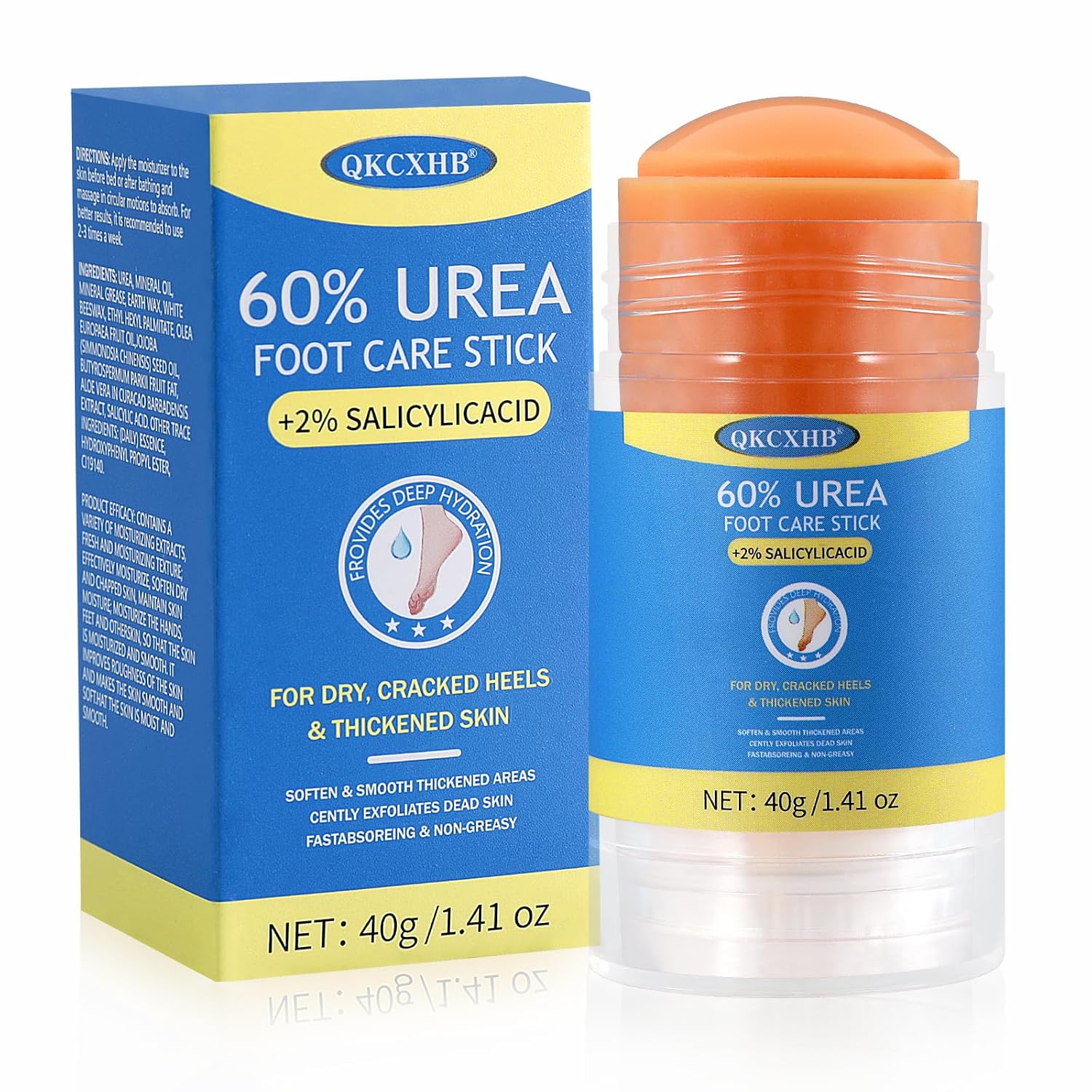 60% Urea Foot Cream Stick with 2% Salicylic Acid - Maximum Strength Callus Remover for Dry Cracked Heels, Hands