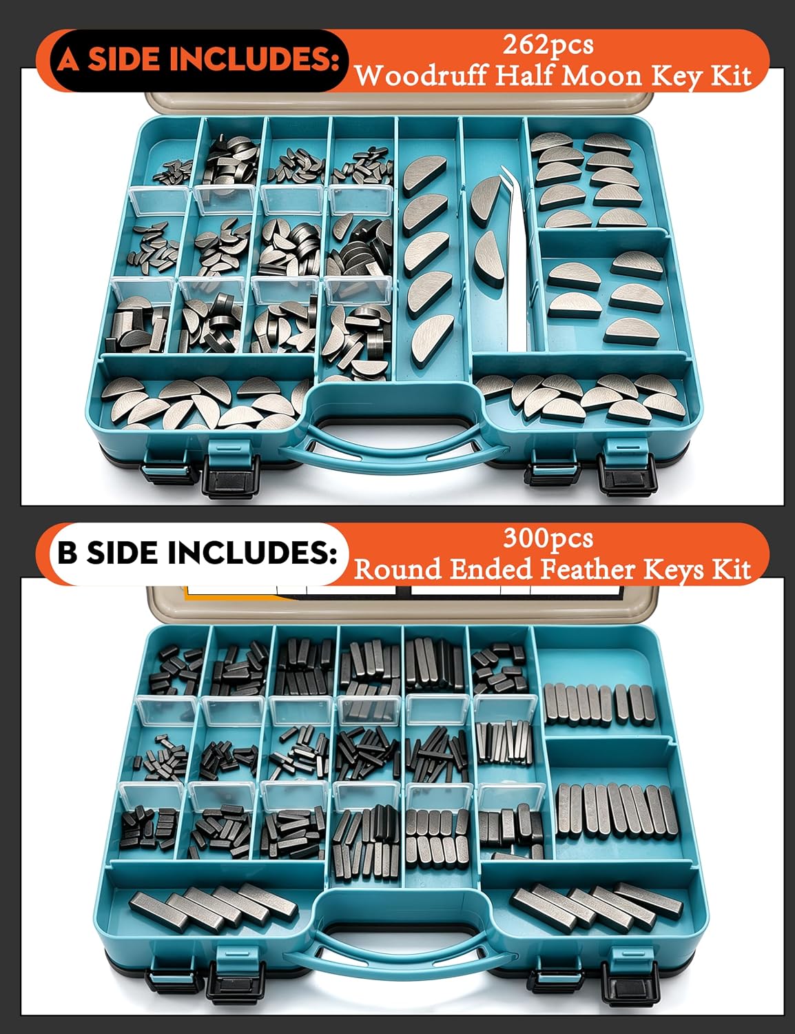 562pcs Woodruff Half Moon & Feather Key Kit for Auto Shaft Repair