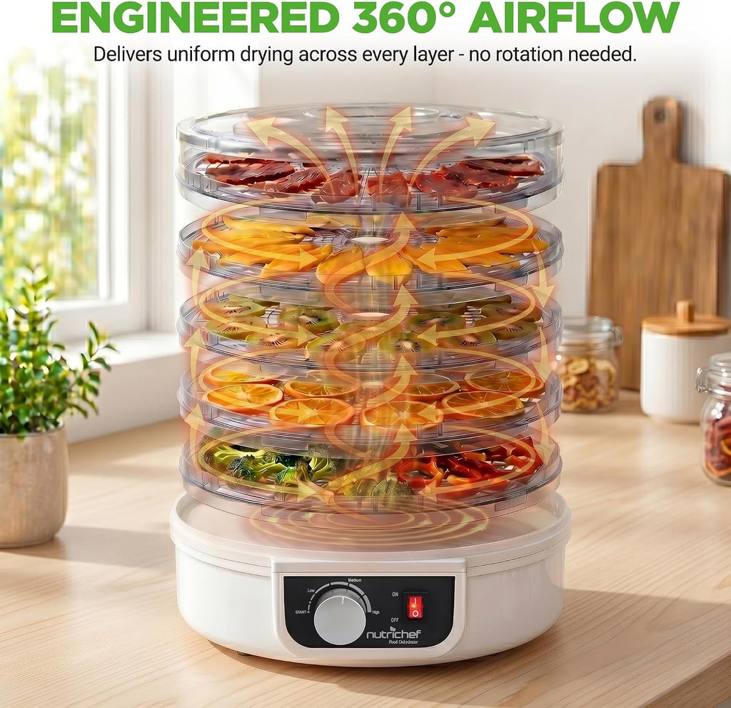 Electric Countertop Food Dehydrator - Multi-Tier High-Heat Circulation Professional Food Preserver, Fruit, Vegetable