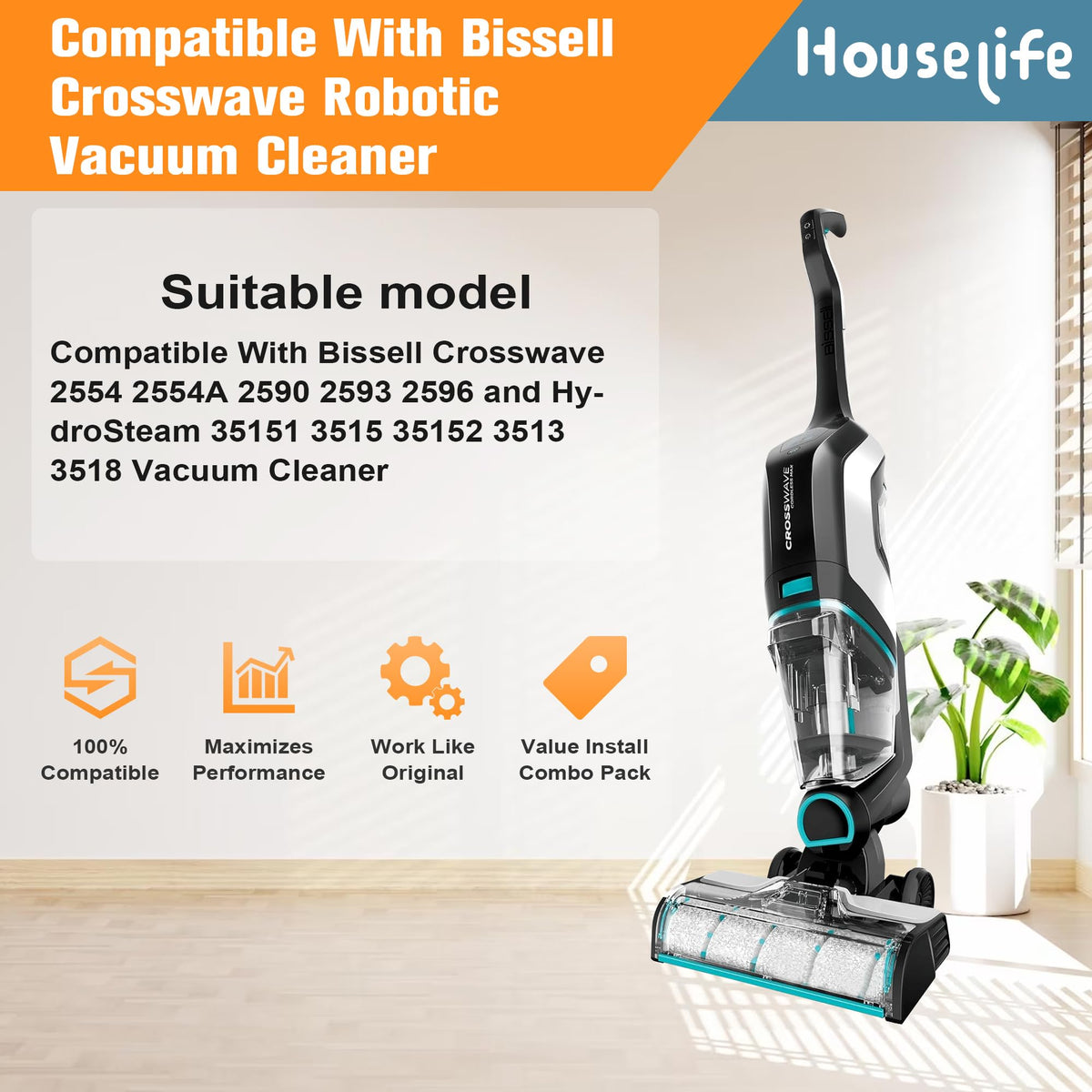 7-Pack Replacement Parts Compatible with Bissell Crosswave & Hydrosteam
