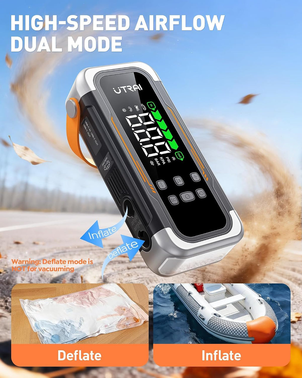 Jump Starter with Air Compressor, 6000A Peak Battery Jumper Starter Portable (All Gas & 10.0L Diesel) with 150PSI