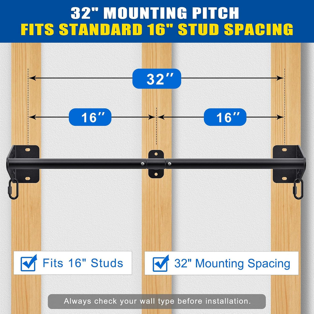 Wall Mounted Pull Up Bar - Heavy Duty 500 LB Capacity Doorway Chin Up Bar for Home Gym, Sturdy Steel Construction