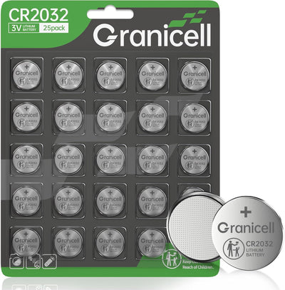 High Capacity CR2032 Lithium Battery (25-Pack) 2032 Lithium 3V Coin Battery for Child Safety, Suitable for Key Fobs