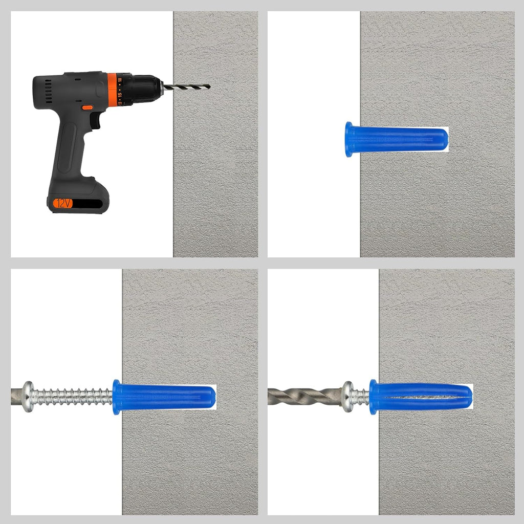 180PCS Conical Concrete Anchors and Screws Assortment Kit, 90PCS Concrete Wall Anchors, 90PCS Self Tapping Screws for