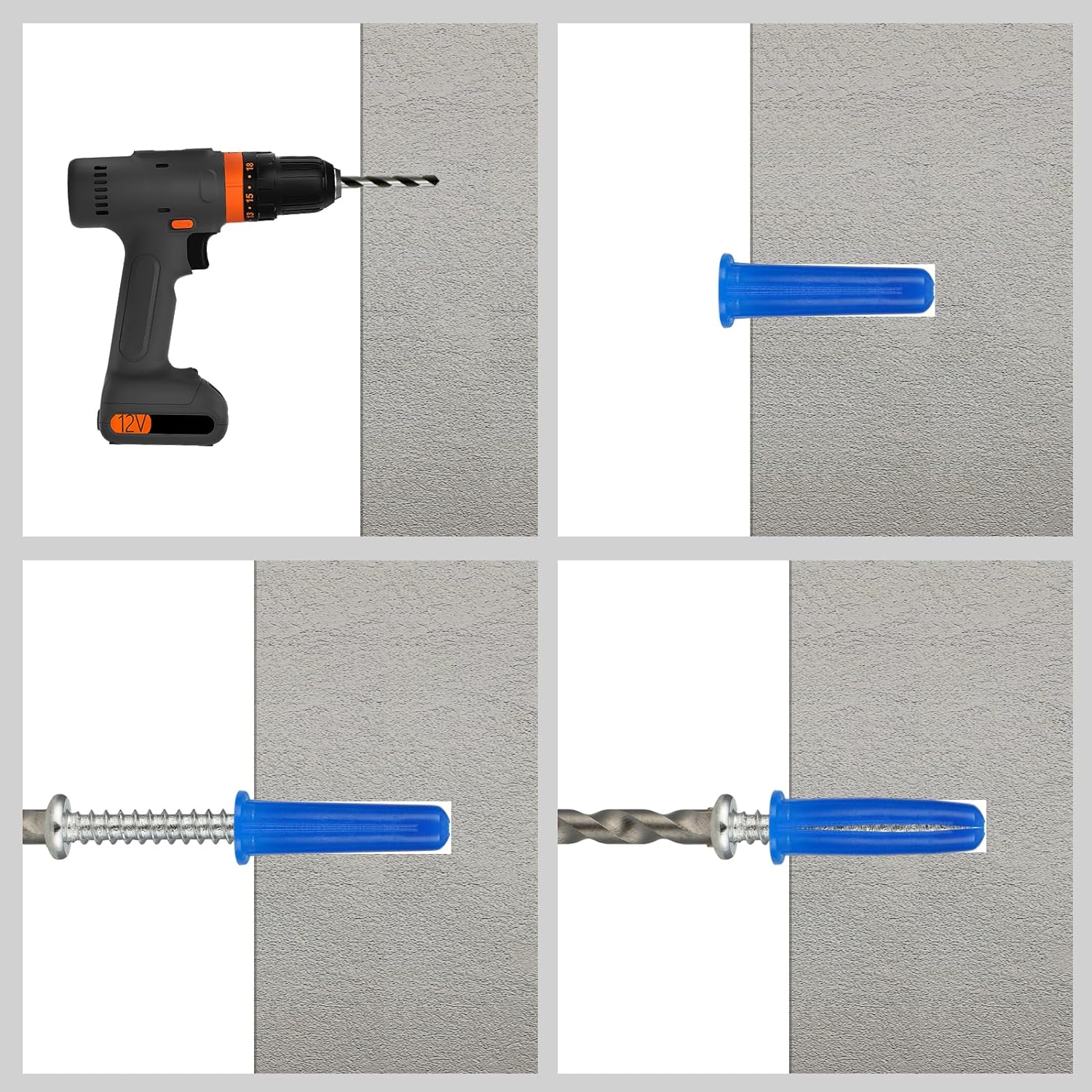 180PCS Conical Concrete Anchors and Screws Assortment Kit, 90PCS Concrete Wall Anchors, 90PCS Self Tapping Screws for