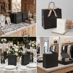 Large Black Kraft Paper Gift Bags with Handles, 13x7x13 Inch, 100Pack