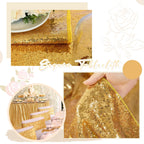 Gold Sequin Tablecloth 90"x132" Wedding Glitter Table Cloth