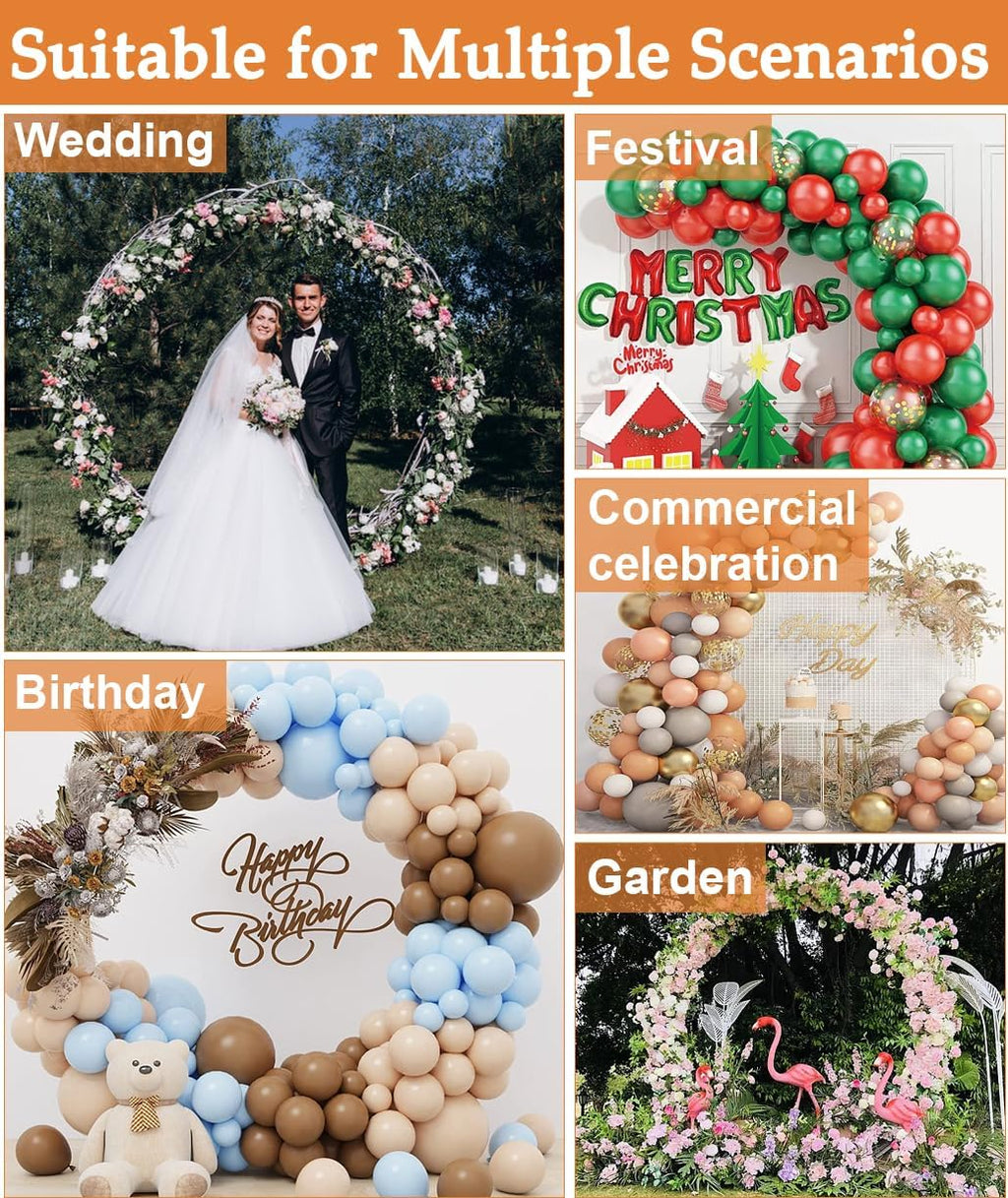 7 Ft Round Backdrop Stand, Metal Wedding Arch for Ceremony, White
