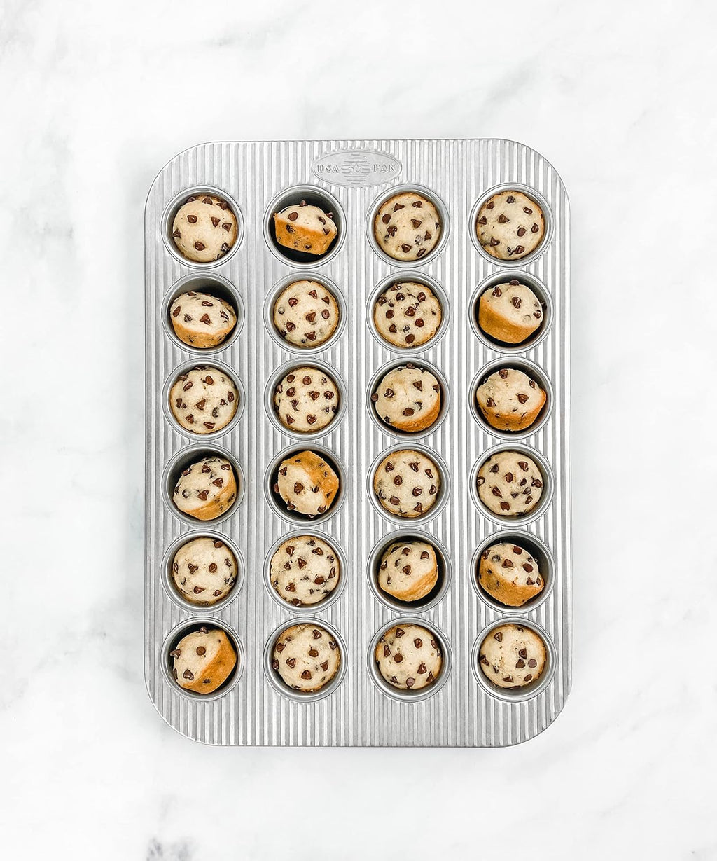 Bakeware Mini Cupcake and Muffin Pan, Nonstick Quick Release Coating, 24-Well, Aluminized Steel