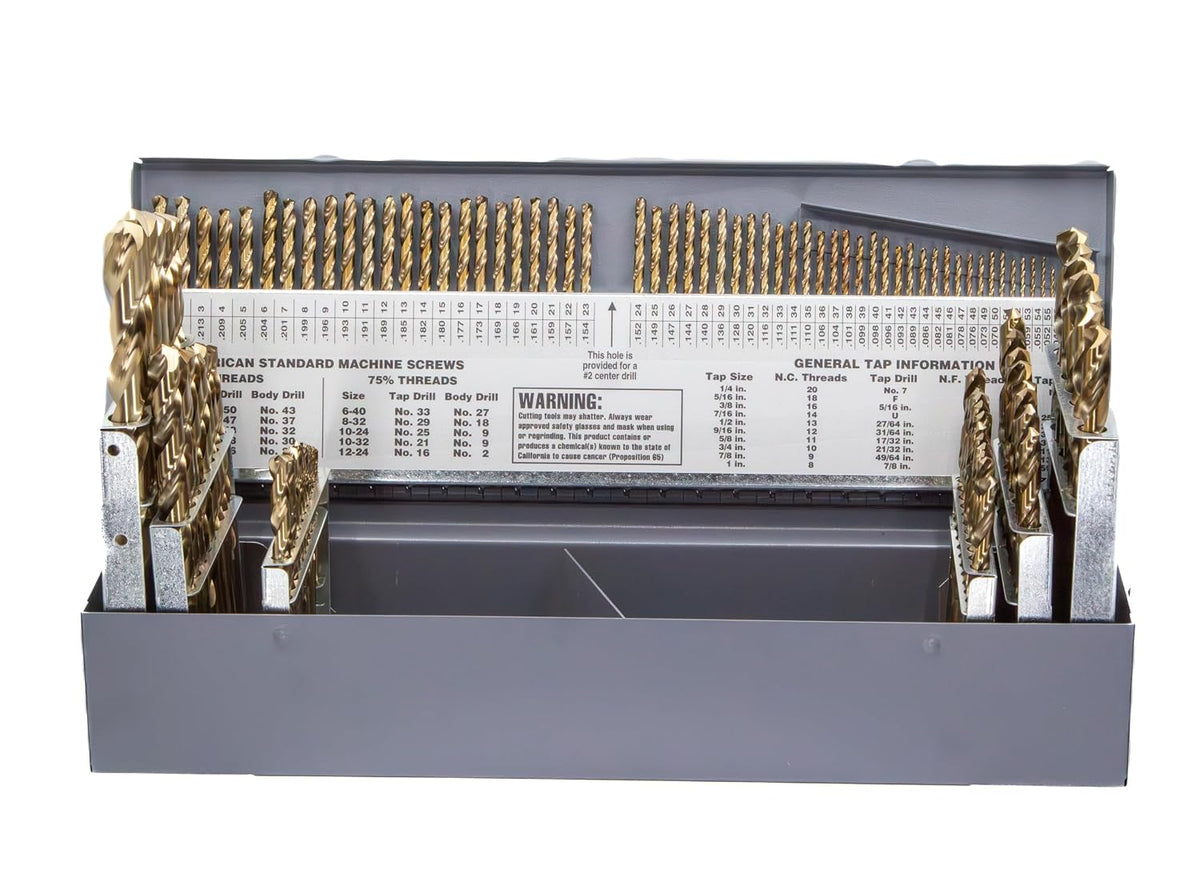 Drill America 115 Piece m35 Cobalt Drill Bit Set (1/16"-1/2", A-Z, #1-#60), DWDCO Series
