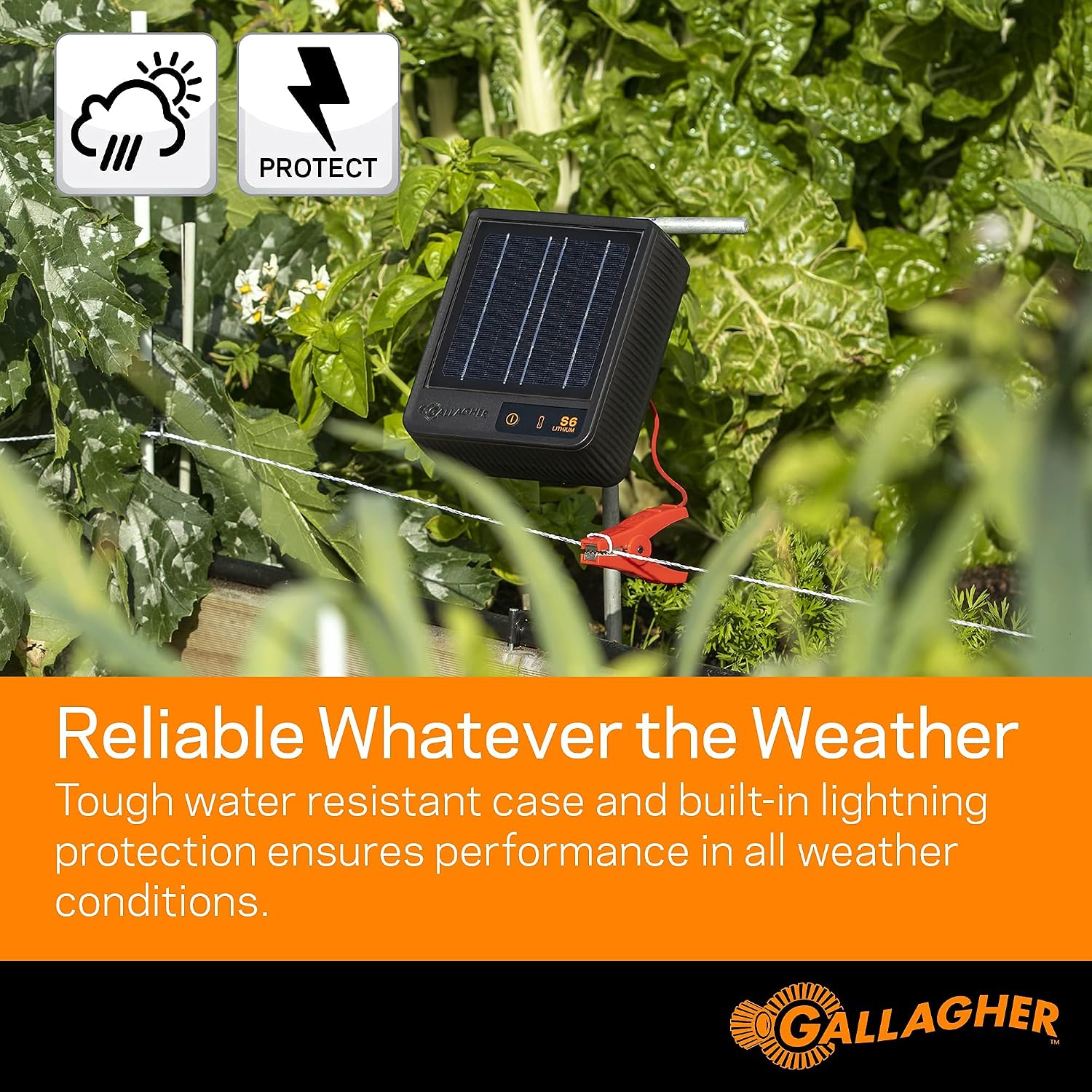 S6 Solar Electric Fence Charger | Solar Fence Energizer for Gardens, Chickens, Goats, and Pets | Solar-Powered Fence