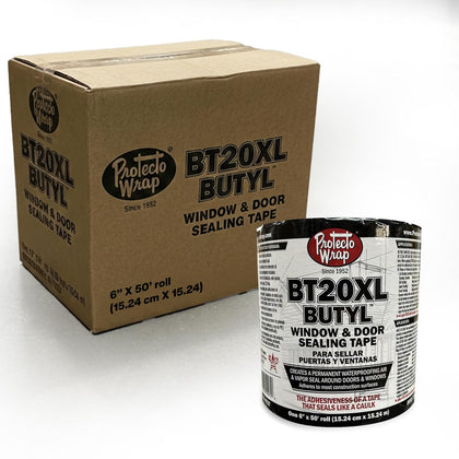 BT20XL Butyl Window Flashing Tape 6" x 50' – Professional Grade All Weather Waterproof Door & Sill Pan Sealing Tape |