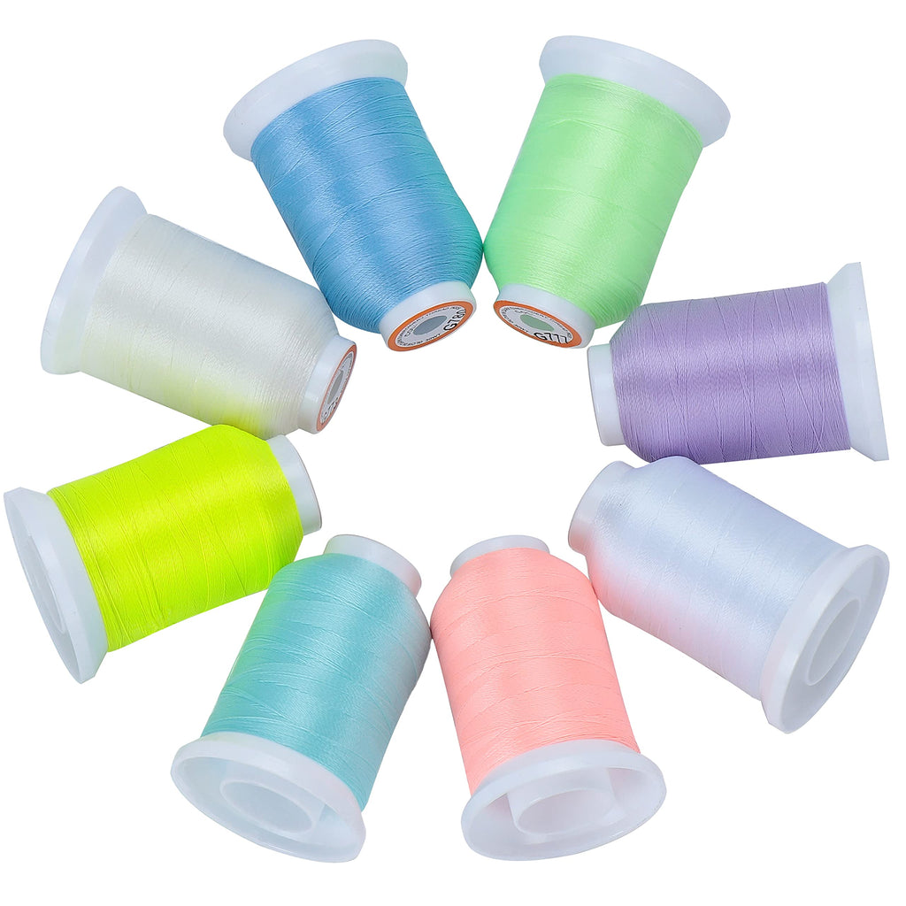 8 Colors Glow in the Dark Embroidery Machine Thread Kit