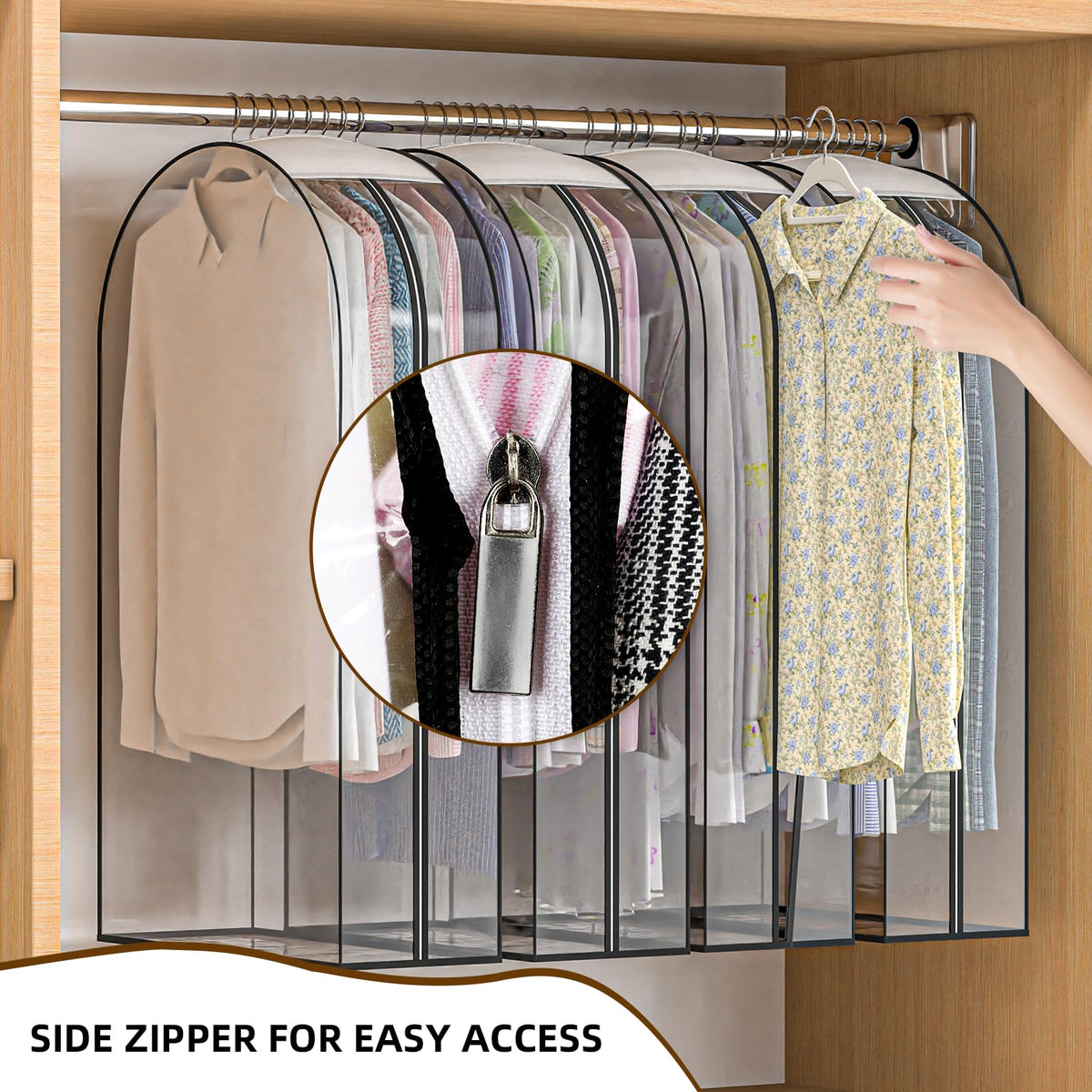 Clear Garment Bags for Hanging Clothes, 4-Pack, 32"