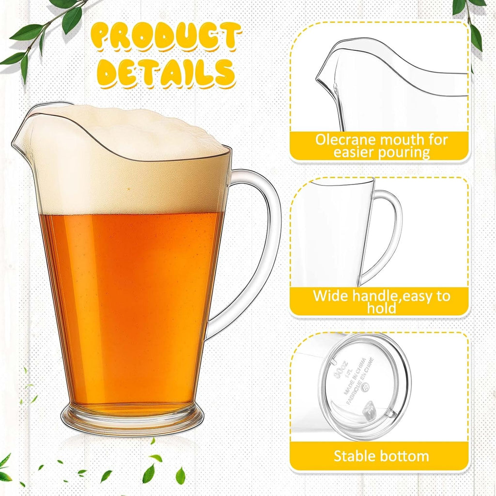 Tessco 12 Pcs Plastic Pitchers 60 Oz Clear Water Beer Jug Large,Stylish