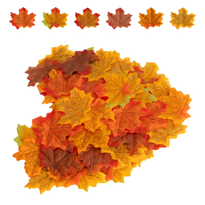 300PCS Artificial Maple Leaves 6 Assorted Mixed Fake Fall Maple Leaf