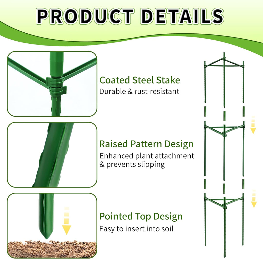 4-Pack 48-Inch Adjustable Tomato Cages, Heavy-Duty Metal Plant Support Trellis for Garden and Pots, DIY Tomato