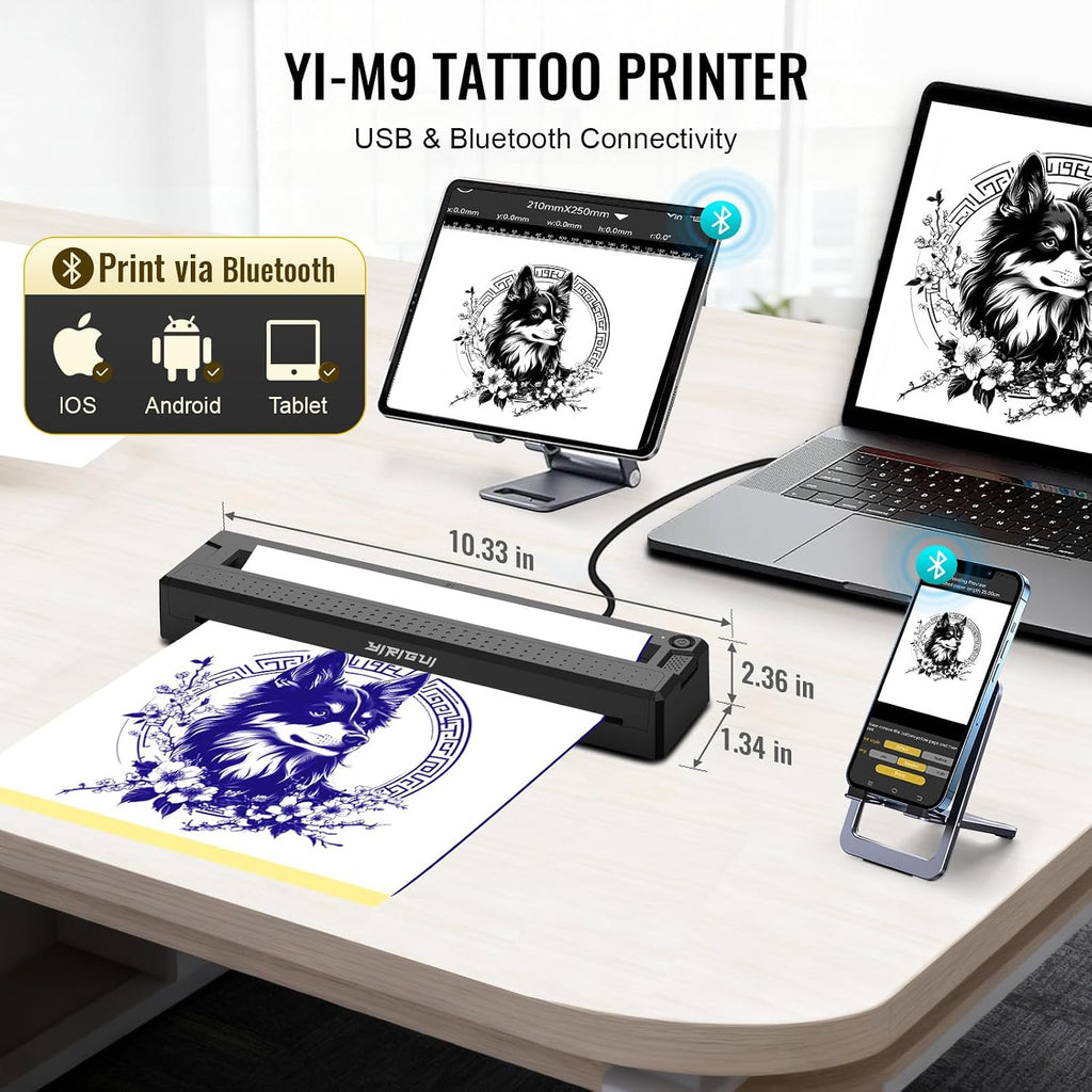 2026 New 2 in 1 Tattoo Stencil & Document Printer, Wireless Bluetooth Thermal Printer - HD Fast Transfer, Portable