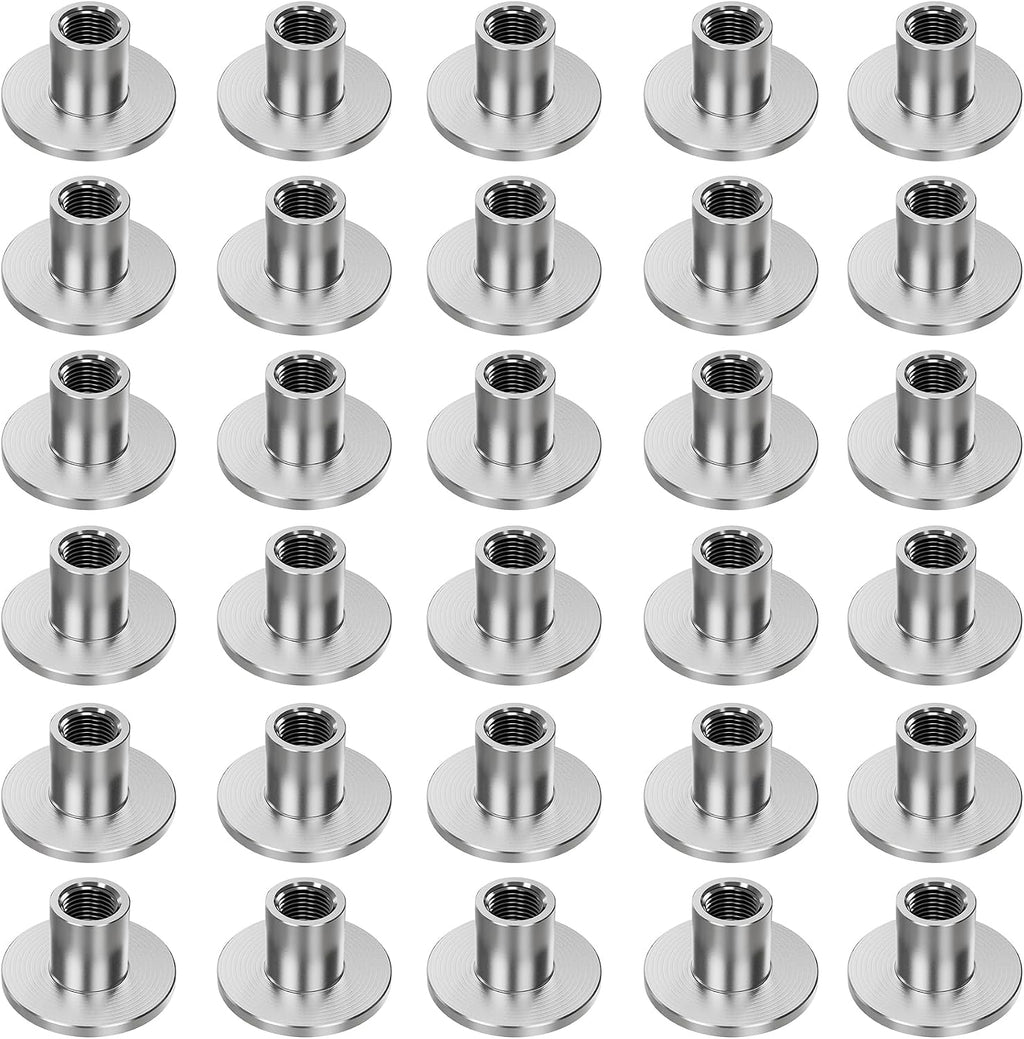 30pcs M6 Round Base T-Nuts, 10mm Height, 17.5mm Flange