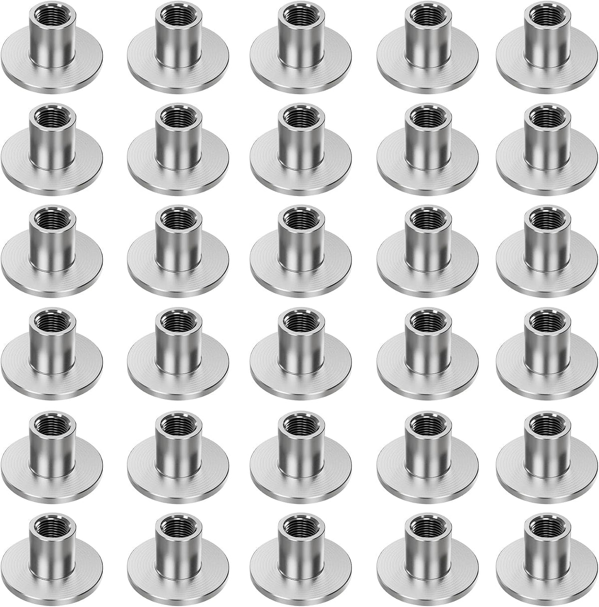 30pcs M6 Round Base T-Nuts, 10mm Height, 17.5mm Flange