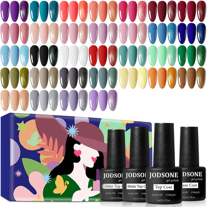 36 PCS Gel Nail Polish Set-32 Colors Gel Polish Kit Base Coat Glossy Matte and Glitter Top Coat Nail Polish Set Green