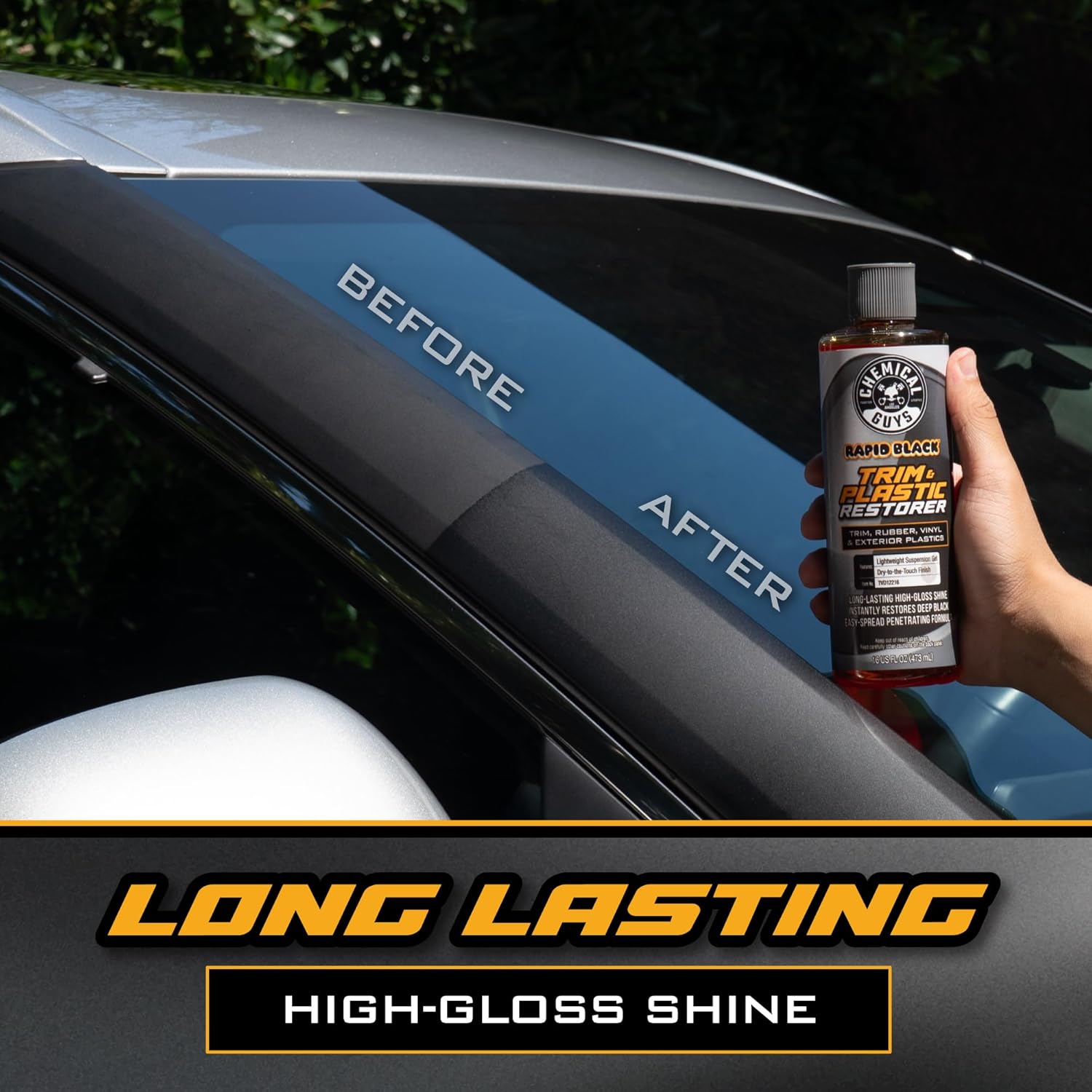 Black Trim Restorer Gel Kit for Exterior Plastic & Rubber | Controlled gel restores a deep black finish to faded