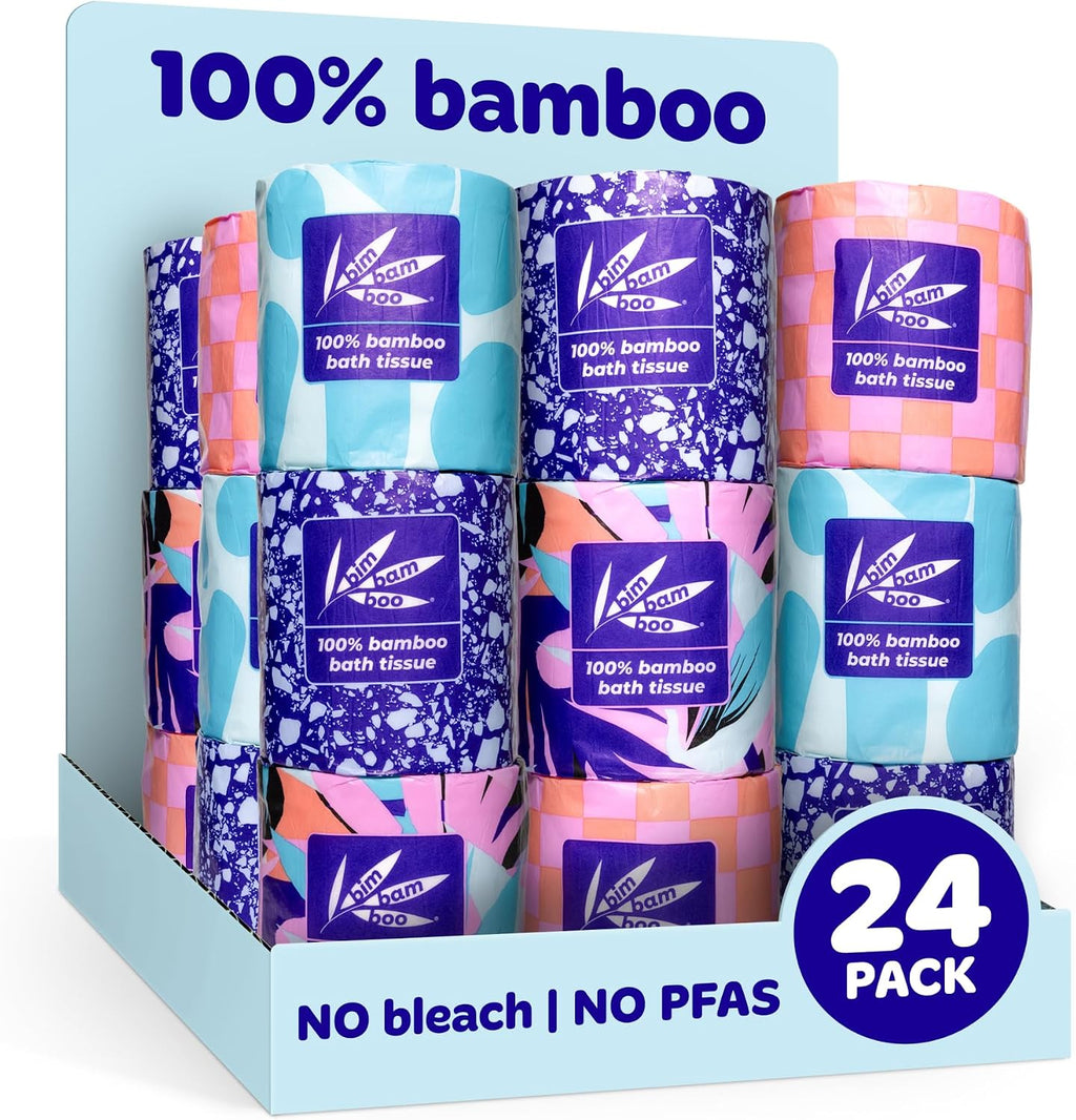100% Bamboo Organic Chemical-Free Bulk Toilet Paper, Cloud-like Softness, Plant-Based Sustainable Tree-Free Bathroom