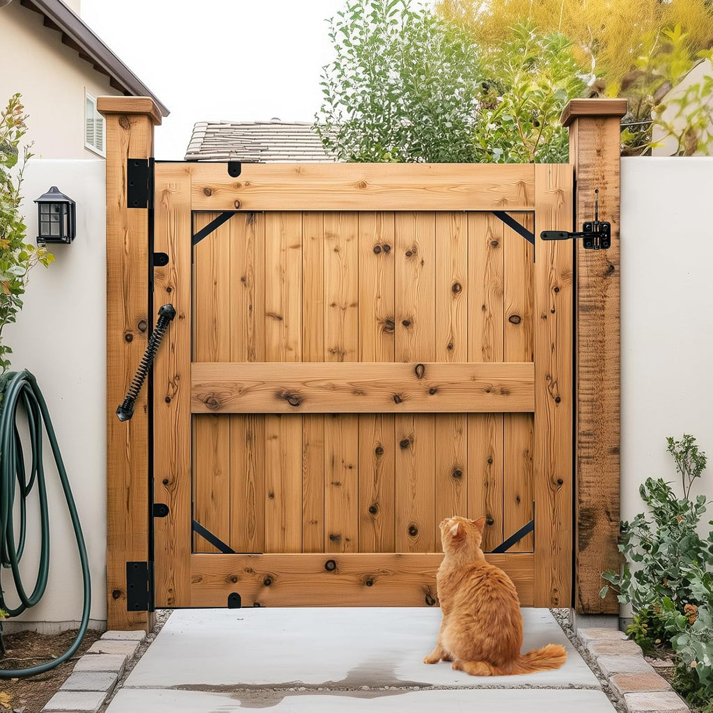 Fence Gate Kit Gate Hardware, 1 Set Anti Sag Gate Kit Gate Frame Cornor Brackets Kit with Self Closing Gate Springs