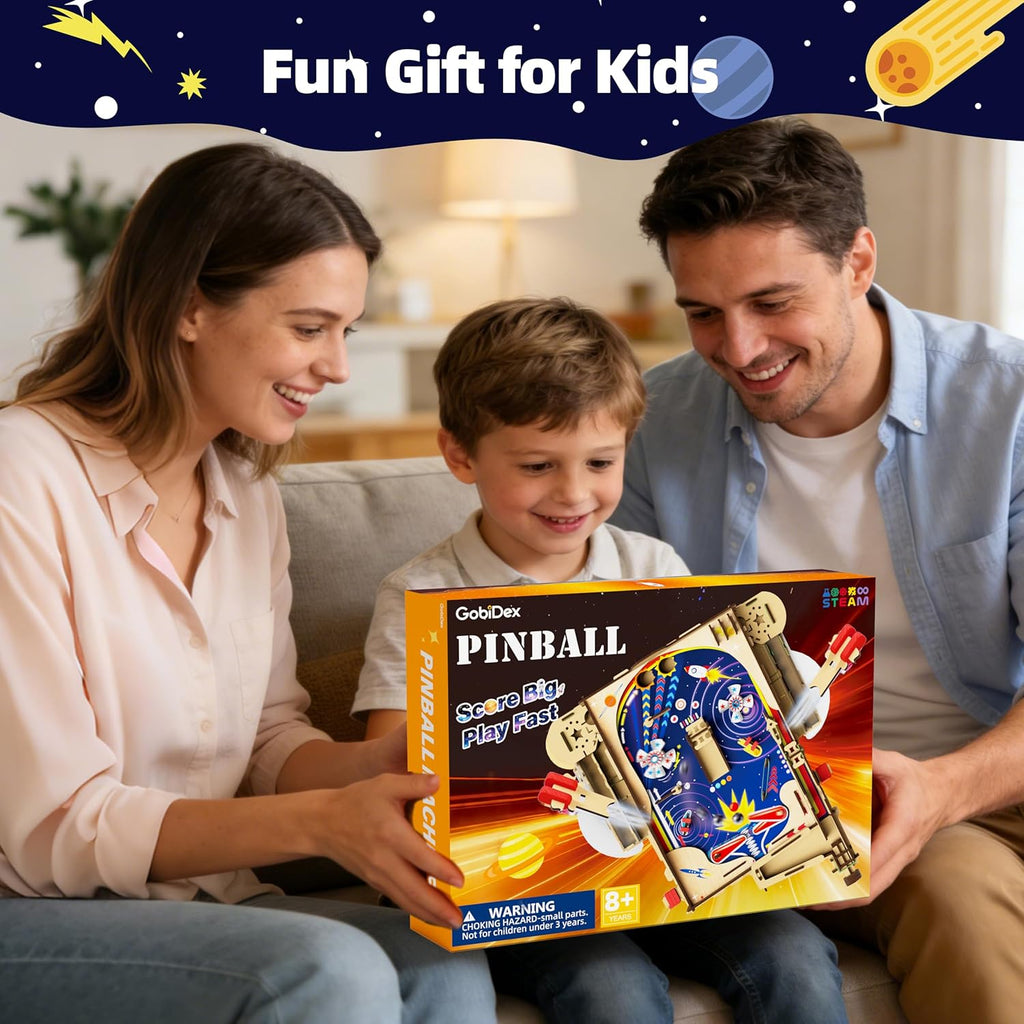 DIY Pinball Machine Kit for Kids, Build Your Own Arcade Game, Wooden STEM Toy for Learning, Birthday Gift for Boys