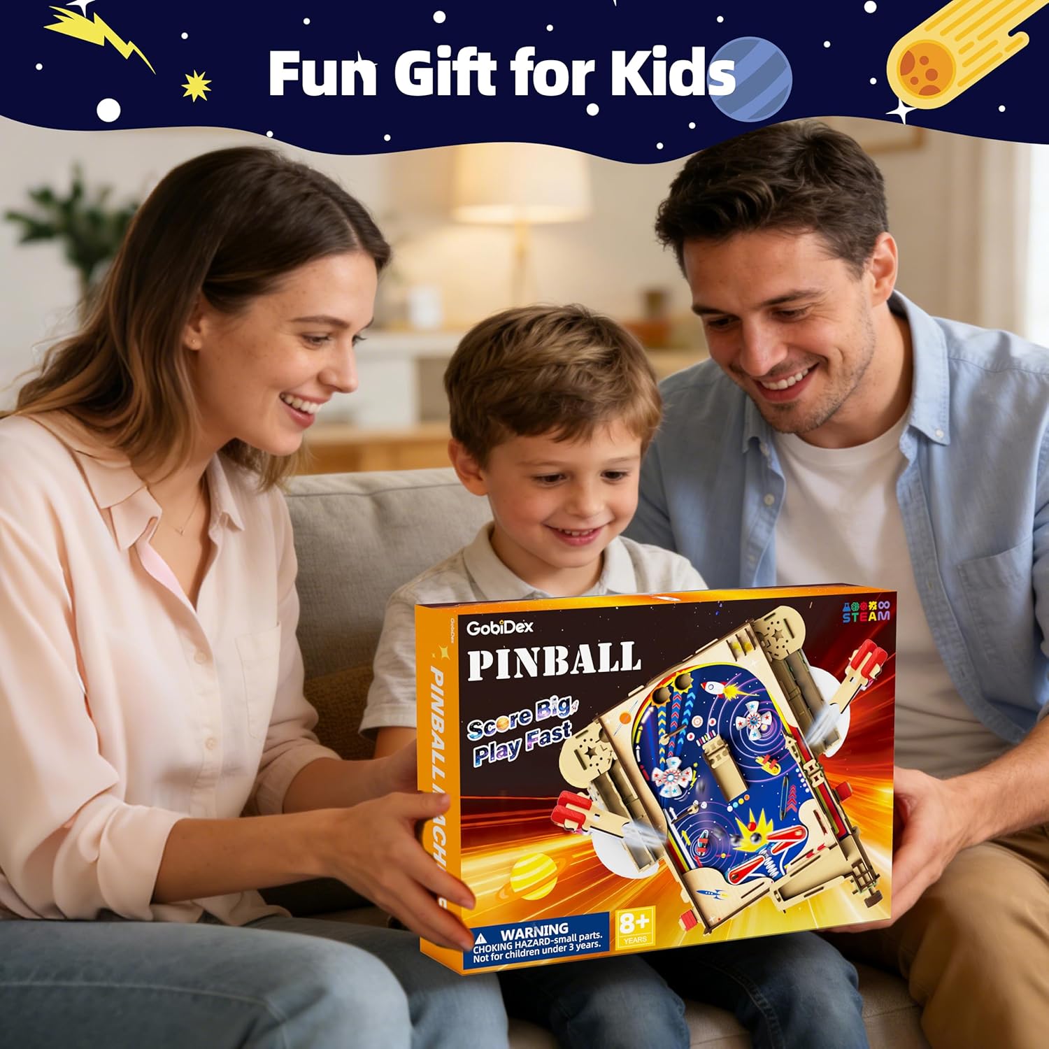 DIY Pinball Machine Kit for Kids, Build Your Own Arcade Game, Wooden STEM Toy for Learning, Birthday Gift for Boys