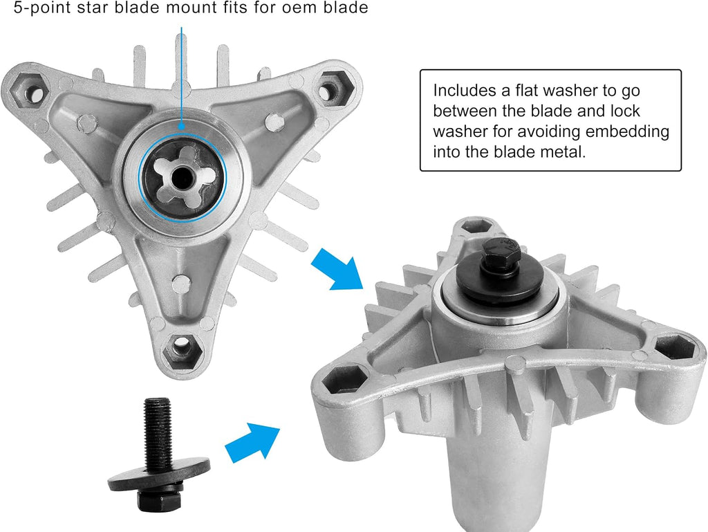 130794 Spindle 153535 Pulley Compatible with Craftsman Mower - Spindle Assembly with Pulley Compatible with Craftsman