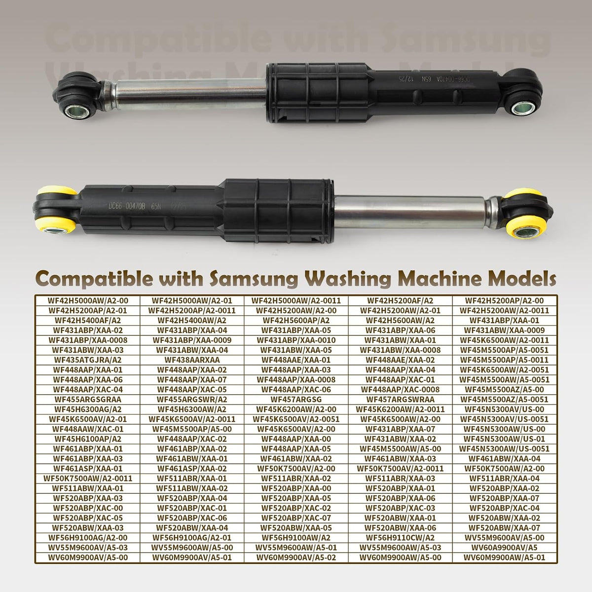 Washer Shock Absorber Kit Compatible with Samsung Washing Machine WF42H5000AW WF42H5200AP WF42H5200AW WF45K6200AW WF45K6200AV WF45K6500AW WF45K6500AV WF45M5500AW WF50K7500AV WF50K7500AW