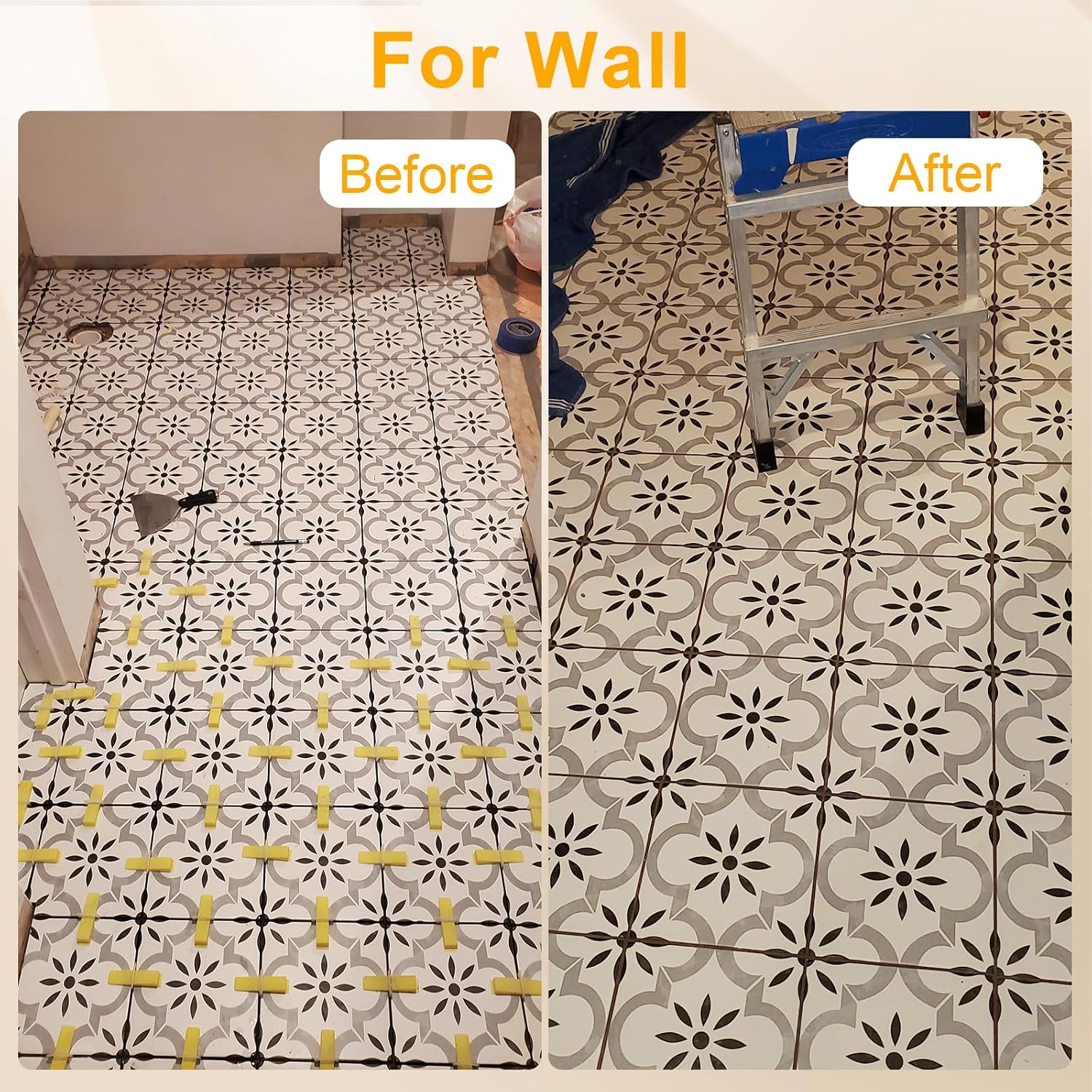 1/8 Inch Tile Leveling System, 300 tile Spacers and 100 Wedges | Tile Leveling Clips with Tile Pliers and Rubber