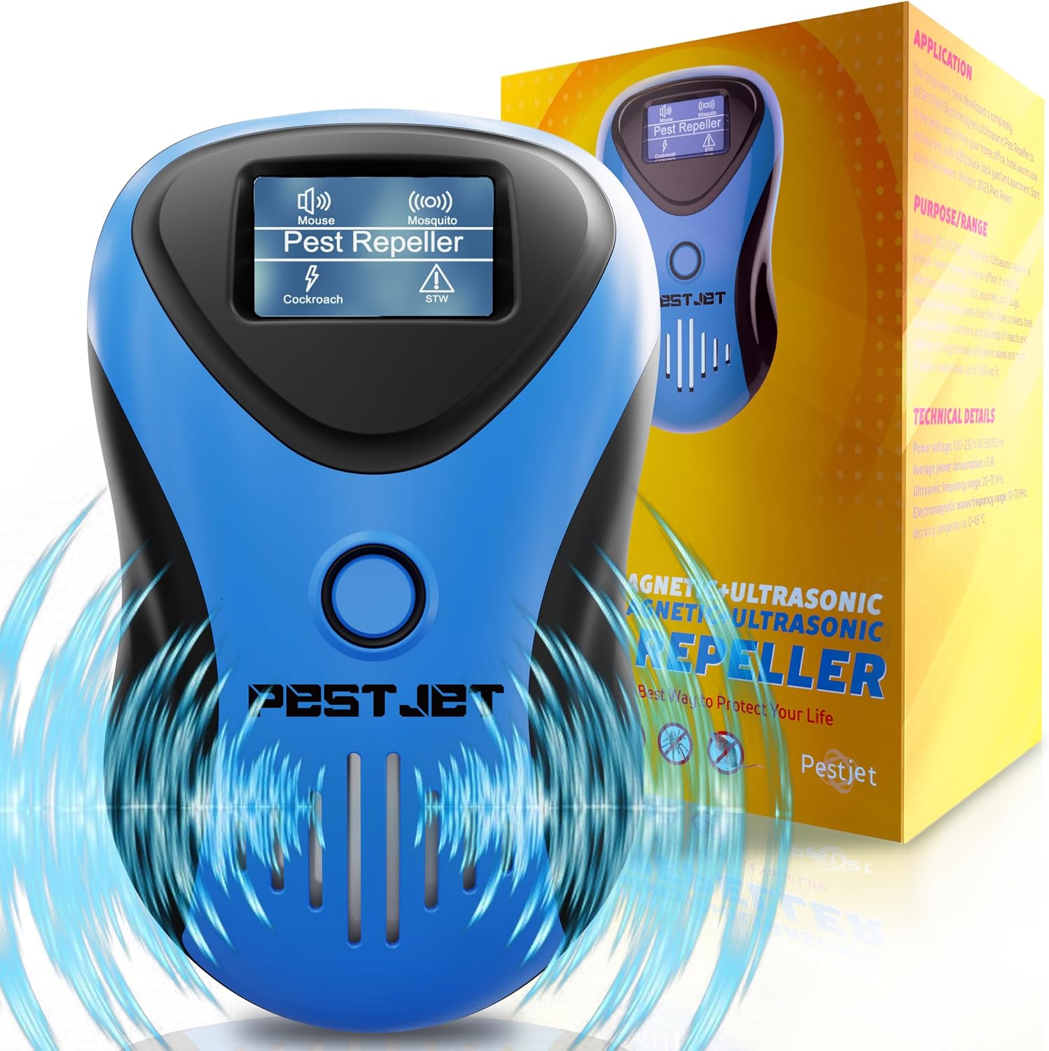 LED Display Ultrasonic Pest Repeller Plug-in with AI Smart Chip, Quiet Electronic Indoor & Outdoor Device for Rats