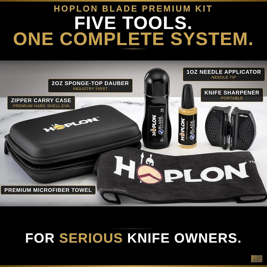 Blade Premium Kit - 3oz Knife Oil (9X More Than Leading Oils) - Pocket Knife Cleaning & Care Kit, Dauber & Needle