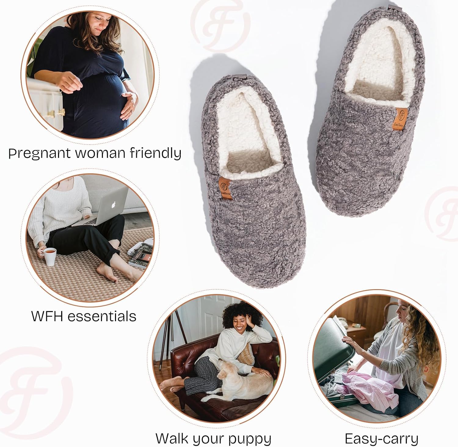 Women’s Soft Curly Slippers Memory Foam Lightweight House Shoes | Birthday gift, machine washable, anti-slip sole