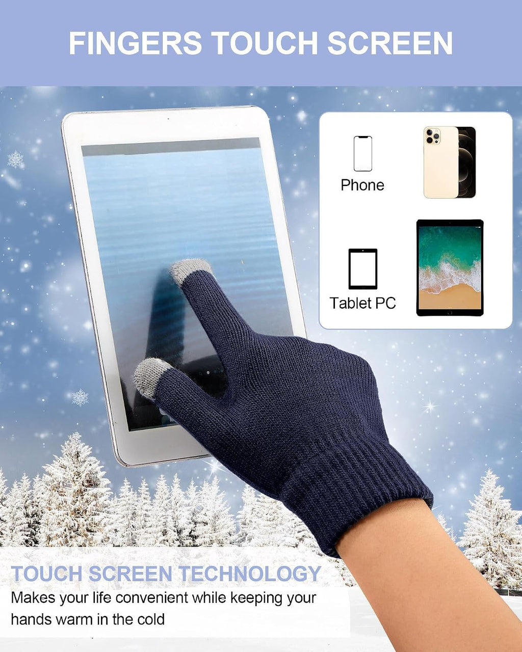 6 Pcs Kids Winter Hat Scarf Touchscreen Gloves | Toddler Knitted Cap Beanie, Neck Warmer, Mitten, for 5-14 Years Boys