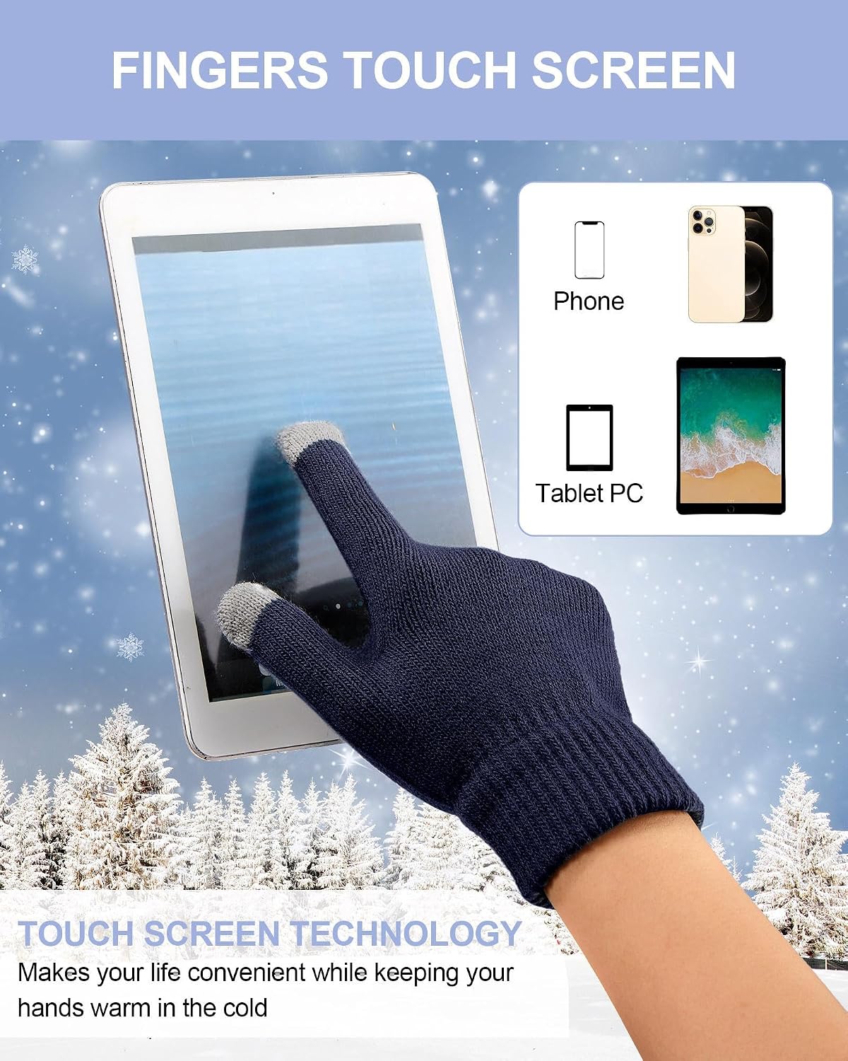 6 Pcs Kids Winter Hat Scarf Touchscreen Gloves | Toddler Knitted Cap Beanie, Neck Warmer, Mitten, for 5-14 Years Boys