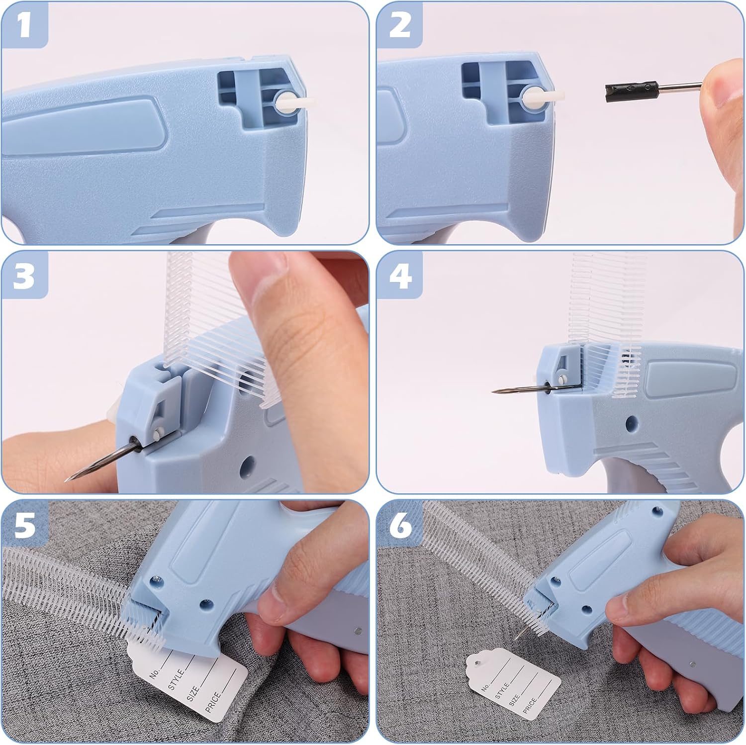 Tagging Gun for Clothing, Standard Retail Price Tag Attacher Gun Kit for Clothes Labeler with 6 Needles & 1000pcs 1"