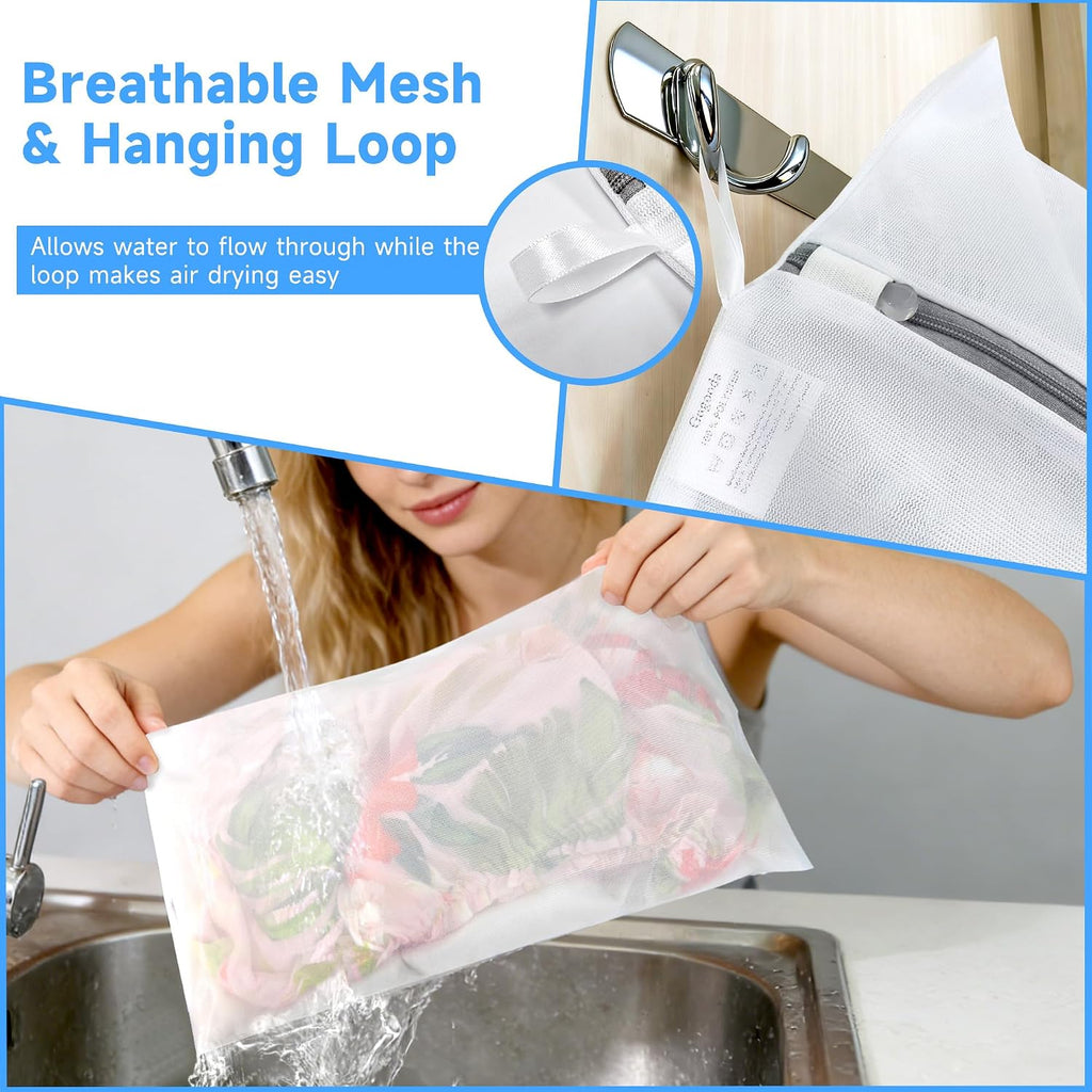 XL Mesh Laundry Bags, 4-Pack Large Wash Bags with Auto-Lock Zipper