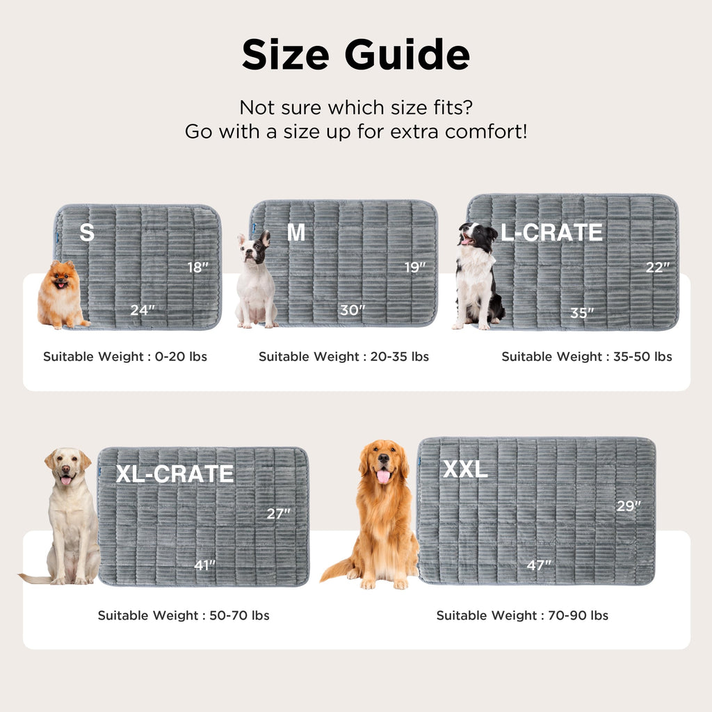 ComfyFleece Washable Dog Crate Pad,Soft Thin Medium Pet Mat,30"