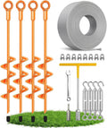 Shed Anchor Kit Heavy Duty Ground Anchors Screw in 18 Inch 4 Pack, Fully Welded Spiral Earth Anchors with Cable