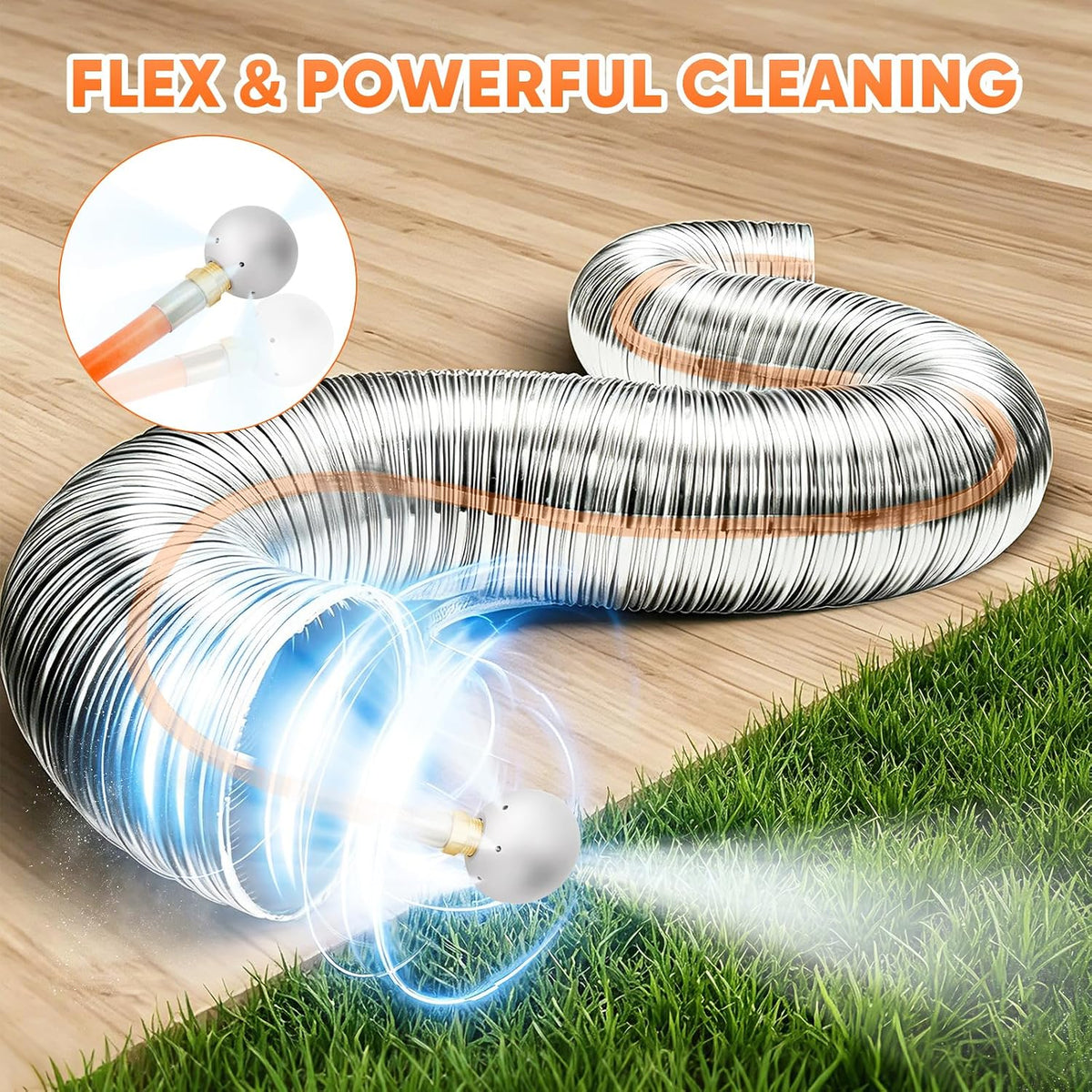 23FT Pneumatic Dryer Vent Cleaner Kit