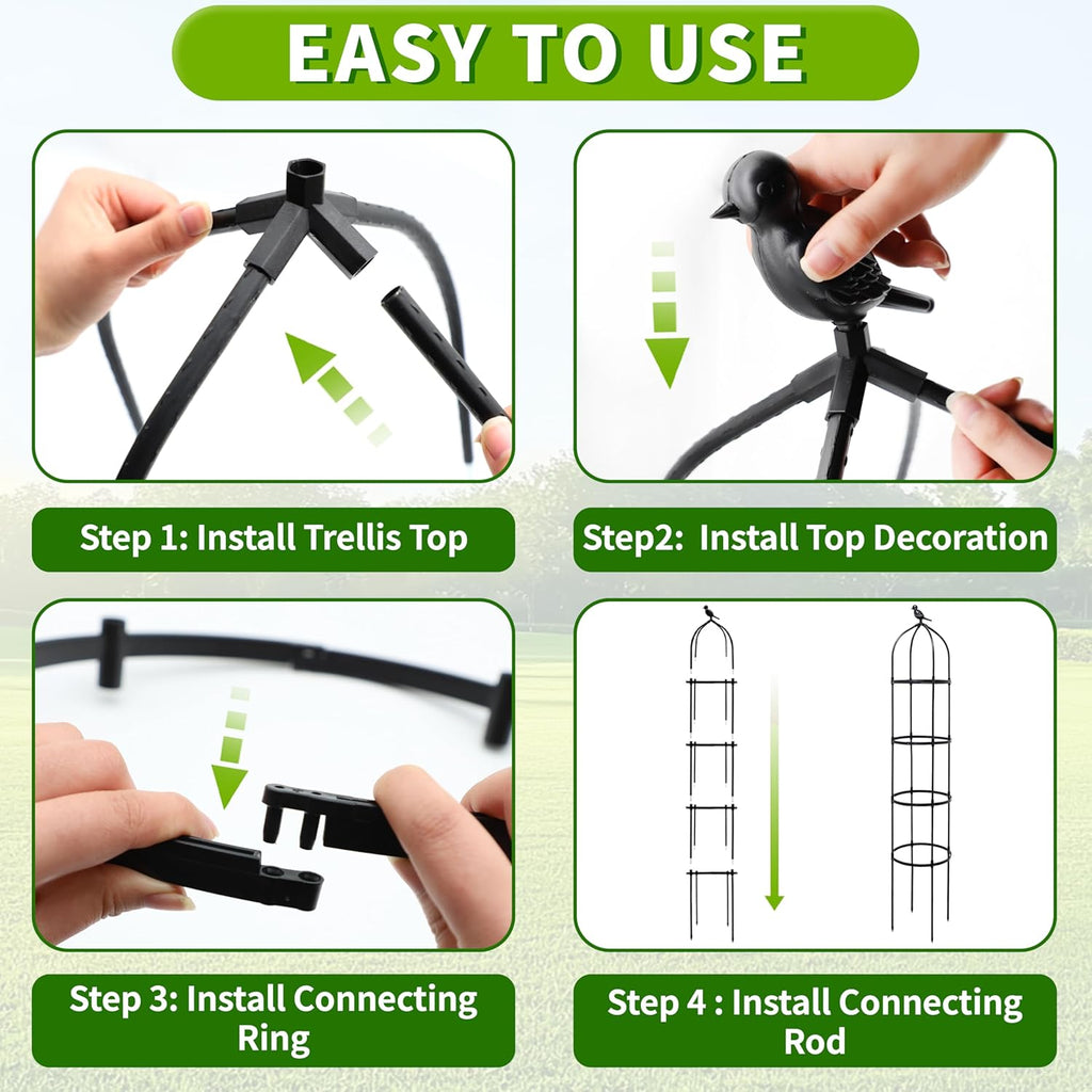 2-Pack 6FT Garden Obelisk Trellis for Climbing Plants,Adjustable 4-Tier Metal Plant Support,Rustproof Outdoor Plant