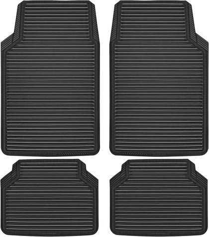 Rubber Floor Mats, All Weather Full Set 4-Piece, Waterproof Automotive Mats Trim to Fit Most Cars Sedans SUVs Vans