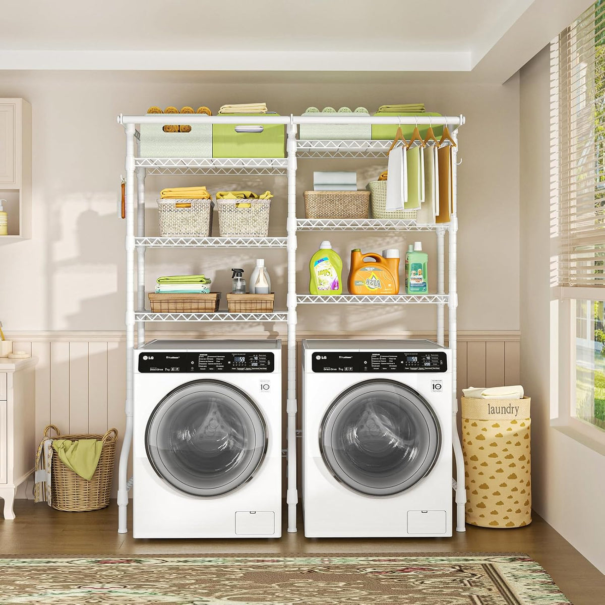 U13 Over Washer and Dryer Storage Shelves, Laundry Room Standing Shelf