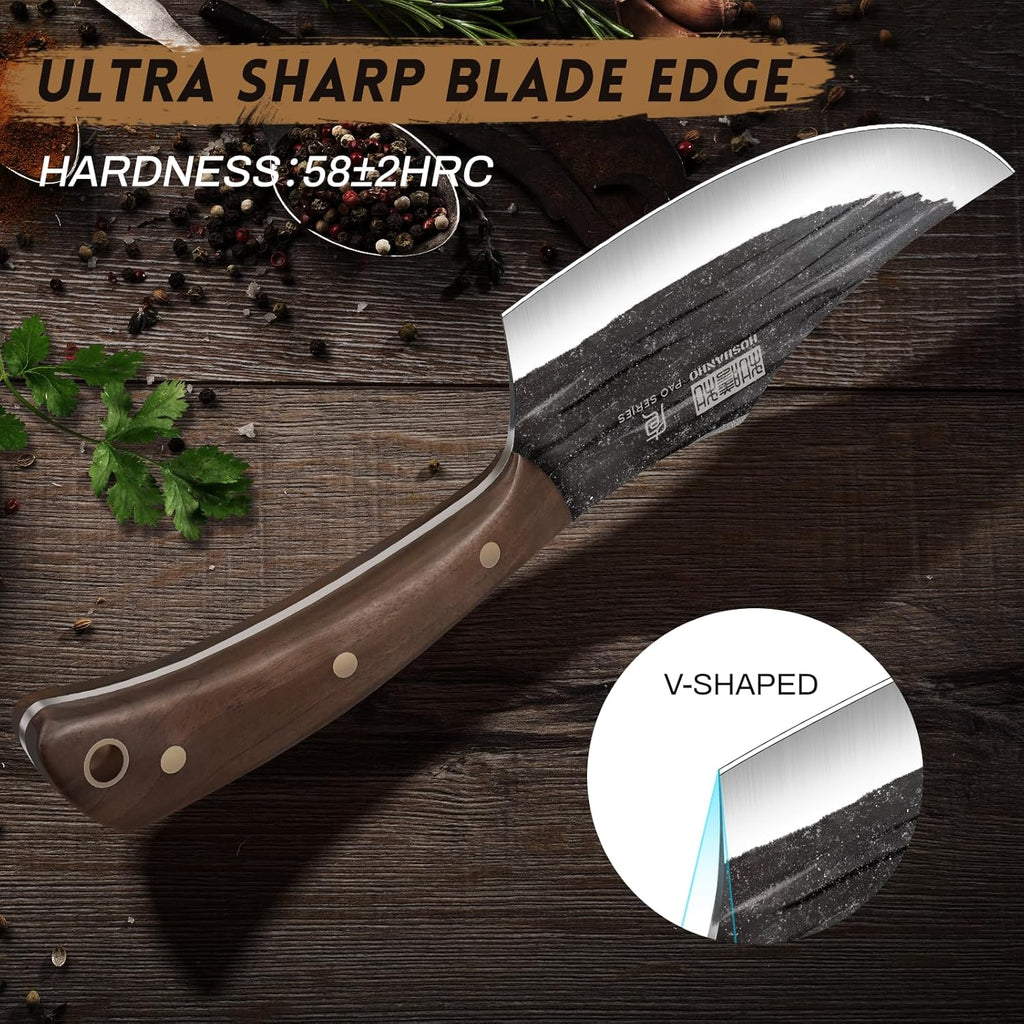 Butcher Knife Set, Sharp Kitchen Knife Set & Roll Bag Gift for Men