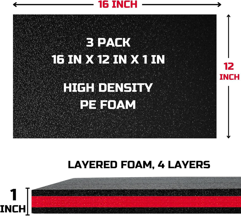 Tool Box Foam Organizer 16x12x1 inch 3Pack, Kaizen Sheets for Pro Tool Control, Custom Tool Shadow Inserts for Cases