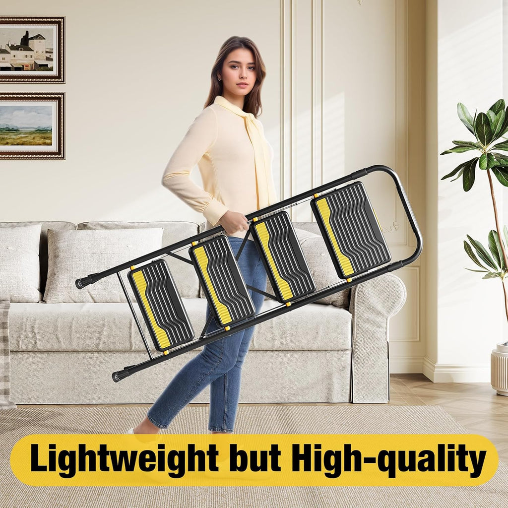 4 Step Ladder, Heavy-Duty Pass 800lb Capacity Test, Wide Anti-Slip Steps & Secure Handrail Compact, Folding Step