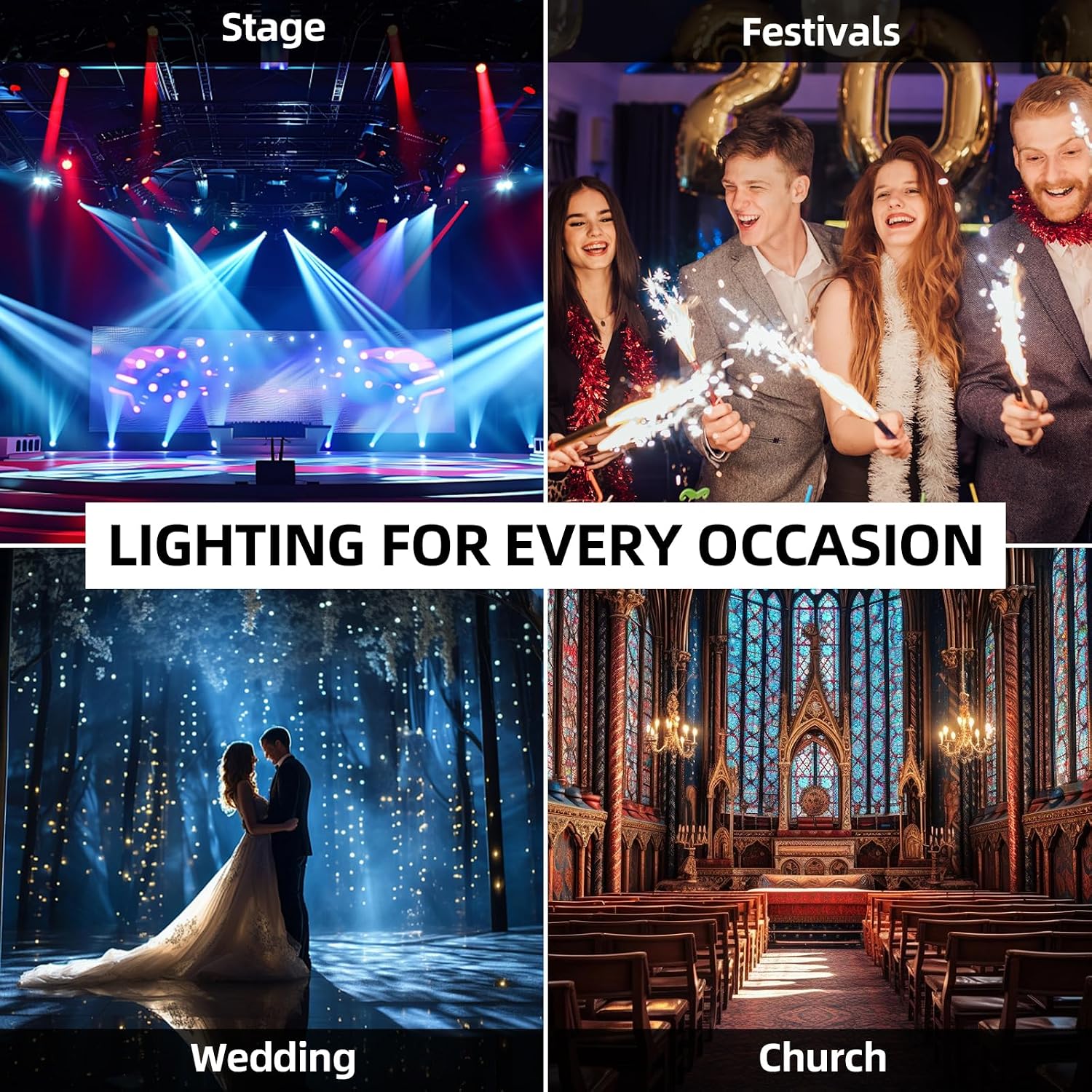 2-Pack LED Par Lights DJ Stage Light for Parties | 36LED, RGB, 9-Mode, Sound Activated, DMX Control, Uplighting for